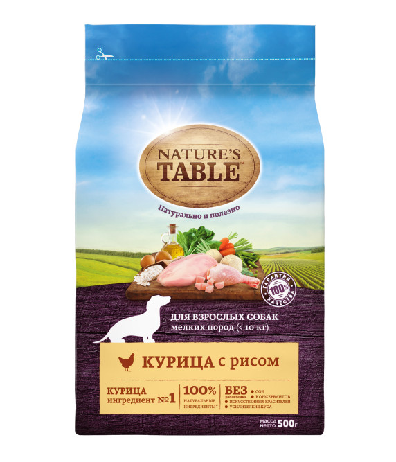 Nature`s Table сухой корм для собак мелких пород с курицей и рисом - 500 г