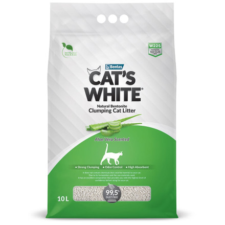 Cat&#039;s White Aloe Vera наполнитель комкующийся для кошачьего туалета с ароматом алоэ вера - 10 л