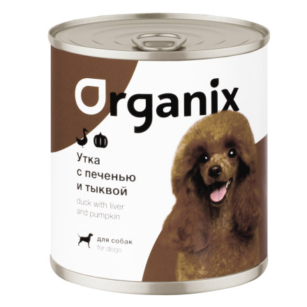 Organix консервы для собак с уткой, с печенью и тыквой - 750 г х 9 шт