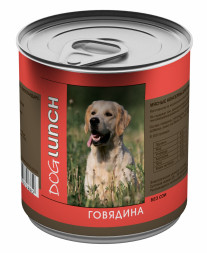 Dog Lunch влажный корм для взрослых собак с говядиной в желе, в консервах - 750 г х 12 шт
