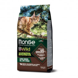 Monge Cat BWild Grain Free сухой беззерновой корм для крупных кошек с мясом буйвола 1,5 кг