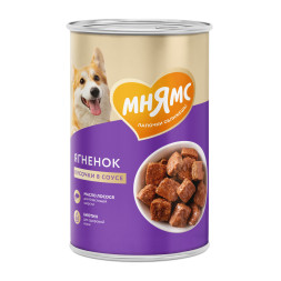 Мнямс Красивая Шерсть кусочки в соусе для взрослых собак всех пород с ягненком в консервах - 400 г (12 шт в уп)