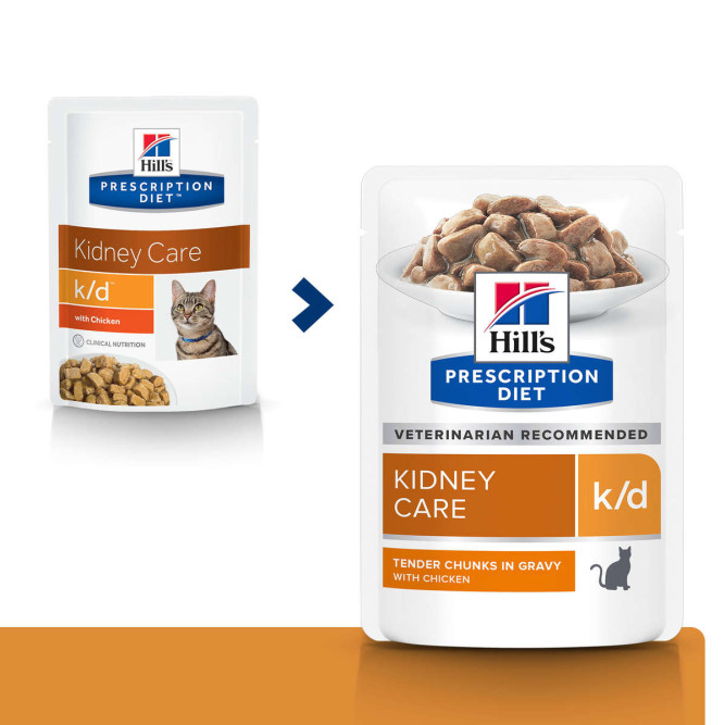 Hills Prescription Diet k/d Kidney Care влажный диетический корм для кошек для поддержания здоровья почек с курицей - 85 г х 12 шт