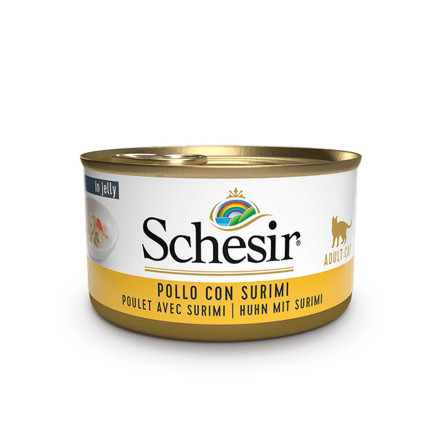 Schesir Cat Adult влажный корм для взрослых кошек с филе куриным и сурими в консервах - 85 г х 14 шт