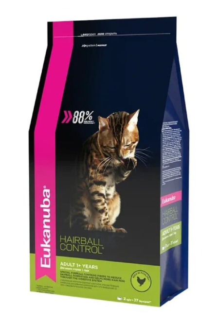 Сухой корм Eukanuba Cat Hairball для кошек для вывода шерсти с птицей - 400 г