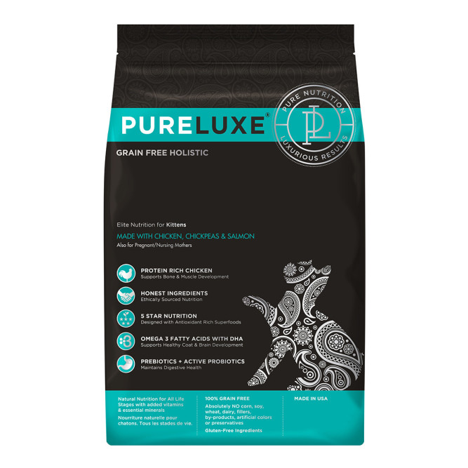 PureLuxe сухой корм для котят с курицей, нутом и лососем - 1,5 кг