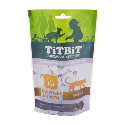TiTBiT лакомство для кошек хрустящие подушечки с лососем для здоровья шерсти - 60 г