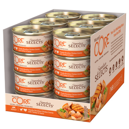 Wellness Core Signature Selects влажный корм для кошек с курицей и индейкой в виде кусочков в соусе в консервах - 79 г х 24 шт