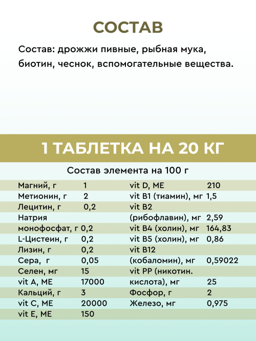 VitraPets Brewer's Yeast Vital Derma Maxi Puppy&amp;Dog кормовая добавка для щенков и взрослых собак крупных пород с биотином - 60 таблеток