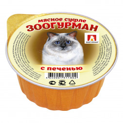 Зоогурман влажный корм для взрослых кошек с печенью - 100 г