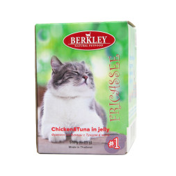 Berkley Фрикасе №1 влажный корм для взрослых кошек, курица с тунцом, в желе, паштет - 85 г x 6 шт