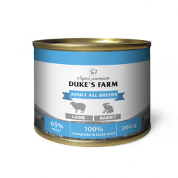 Duke's Farm влажный корм для взрослых собак паштет из ягненка с кроликом, в консервах - 200 г х 24 шт