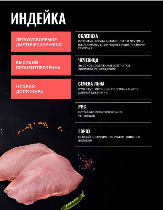Одно Мясо сухой корм для щенков всех пород с мясом индейки - 2 кг