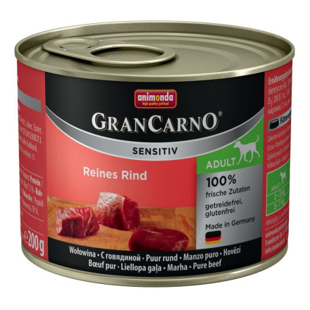 Animonda Gran Carno Sensitiv влажный корм для собак с чувствительным пищеварением с говядиной - 200 г (6 шт в уп)
