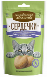 Деревенские лакомства сердечки для кошек для улучшения пищеварения и метаболизма - 30 г